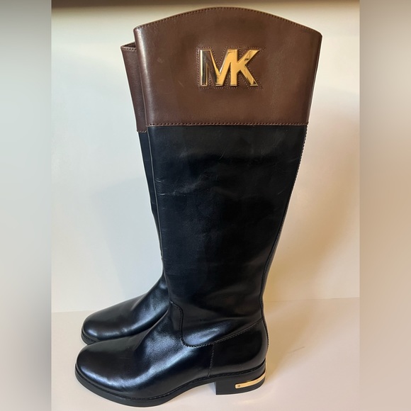 A BRAND NEW Michael Kors Black/Mocha Hayley Flat Boot, Size 6.5 - Picture 2 of 4